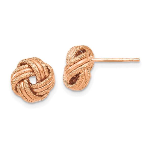 8.5mm (5/16 in) 14k Rose Gold Polished & Textured Love Knot...